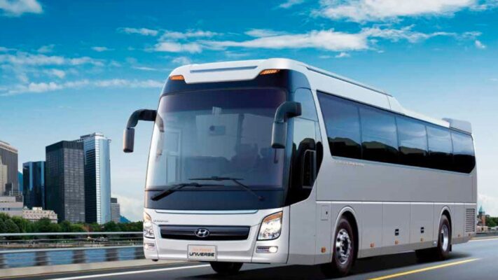 DKT Transport's Hyundai Universe is high-class and comfortable.