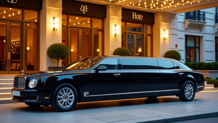 Ngoại thất sang trọng của xe Limousine màu đen