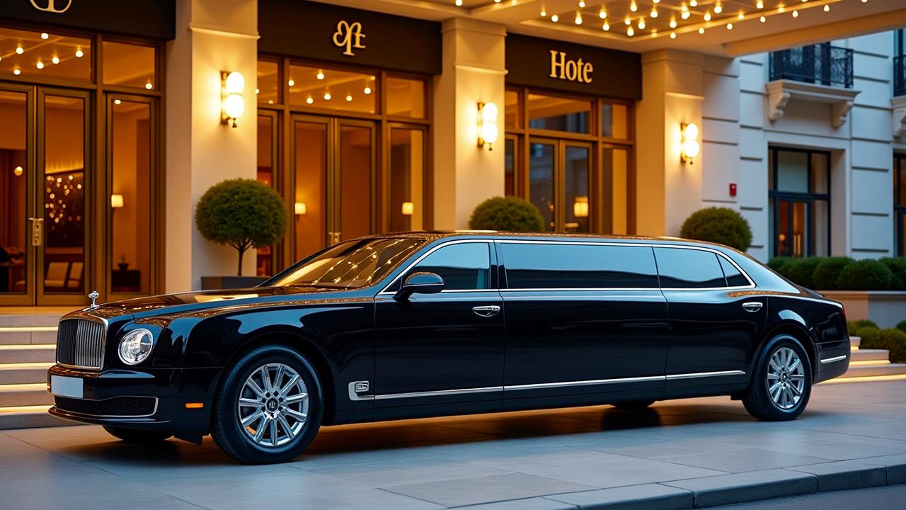 Ngoại thất sang trọng của xe Limousine màu đen