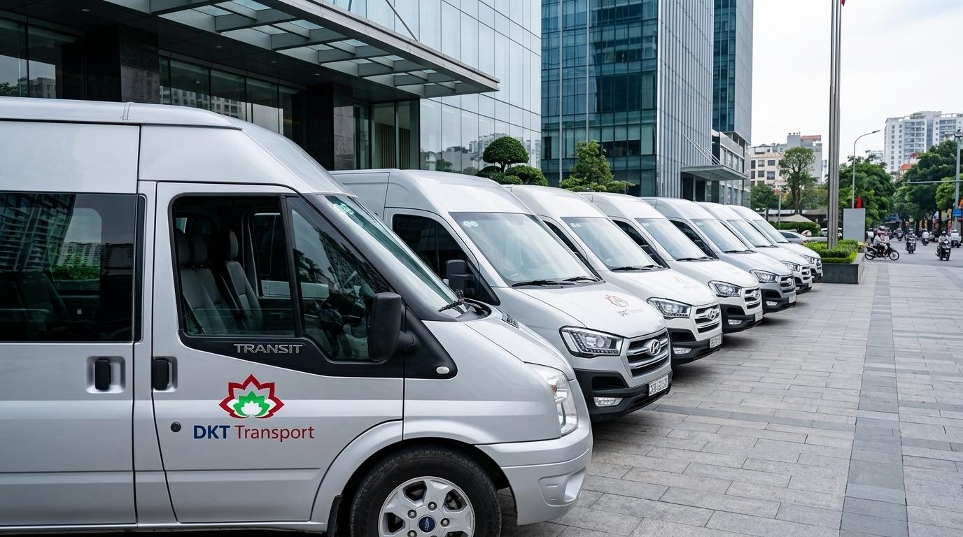 Dàn xe 16 chỗ Ford Transit và Hyundai Solati đời mới của DKT Transport tại Hà Nội