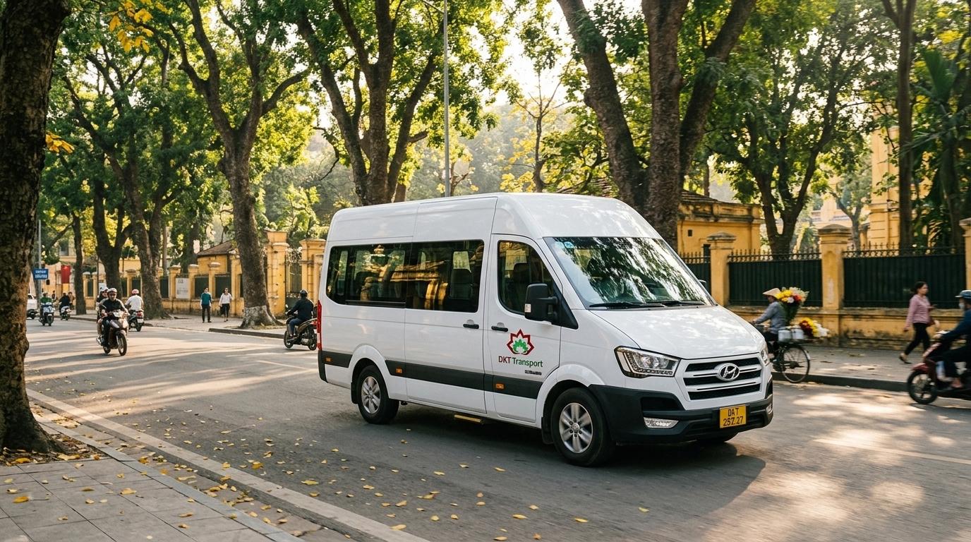 Xe 16 chỗ Hyundai Solati DKT Transport chạy city tour tham quan nội thành Hà Nội